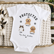 Protected By Personalized Dog Baby Onesie with Pet Name