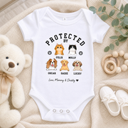 Protected By Personalized Dog Baby Onesie with Pet Name